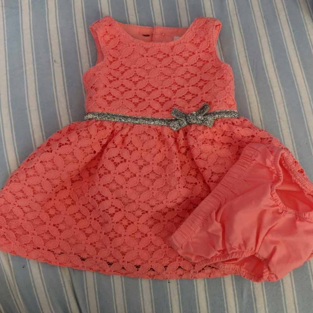 Melon colored lace dress